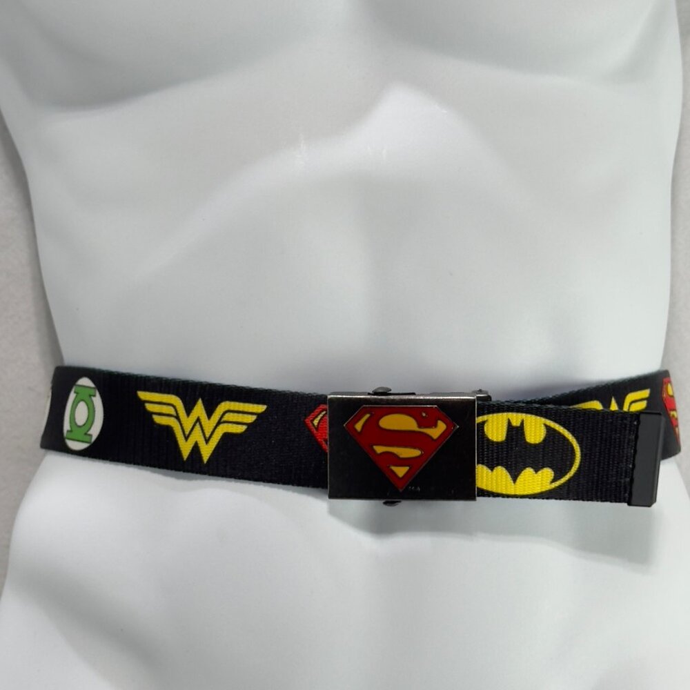 DC COMICS Superhero Logo Belt With Adjustable Strap & Metal Buckle